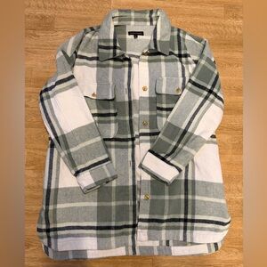 Banana Republic Green and White Plaid Shacket